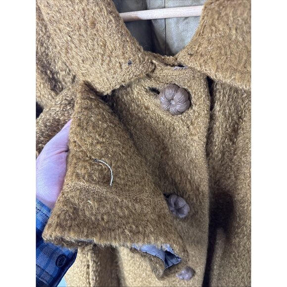 Vintage 1960s Mayfair Garment Montreal Bouclé Wool Coat Brown XL Mid Century - Picture 4 of 10